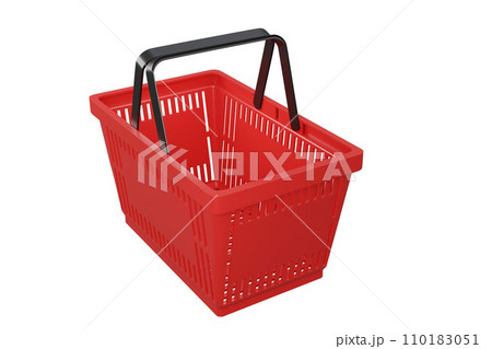 Plastic shopping basket. Isolated supermarket shopping cart. Plastic shopping basket. Isolated supermarket shopping cart. 110183051