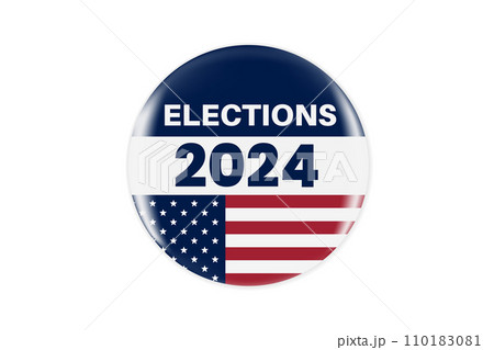 2024 presidential election badge or pin. US, USA, american election, voting sign. 110183081