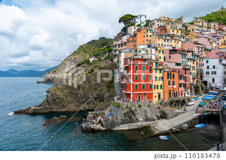 Italy, View of the coast of Riomaggiore 110183478