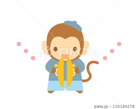 タンバリンを叩くお猿さんのイラスト 110184278