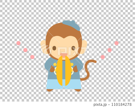 タンバリンを叩くお猿さんのイラスト 110184278