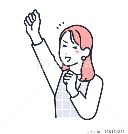 喜ぶおしゃれな若い女性のシンプルなベクターイラスト素材 喜ぶおしゃれな若い女性のシンプルなベクターイラスト素材 110184282