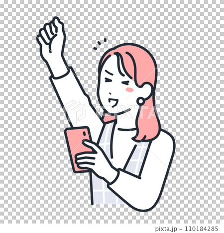 A simple vector illustration of a stylish young woman who is happy with a smartphone A simple vector illustration of a stylish young woman who is happy with a smartphone 110184285