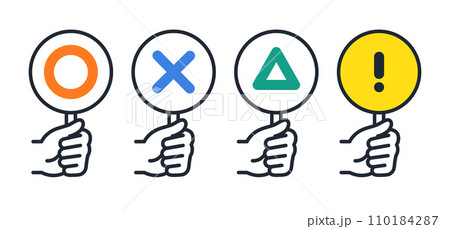 質問に対して回答するシンプルなベクターアイコンイラストセット素材 110184287