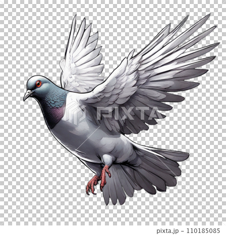 羽ばたく鳩のイラスト。 110185085