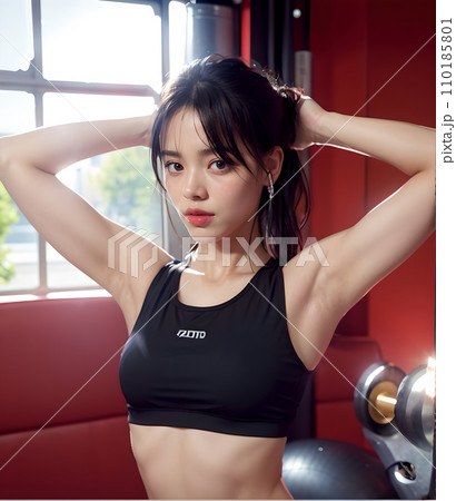 ジムでトレーニングウェアを着た女性　「AI生成画像」 110185801