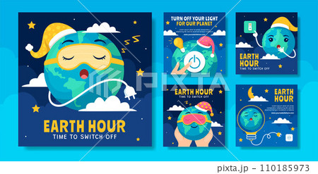 Earth Hour Day Social Media Post Flat Cartoon Hand Drawn Templates Background Illustration Earth Hour Day Social Media Post Flat Cartoon Hand Drawn Templates Background Illustration 110185973