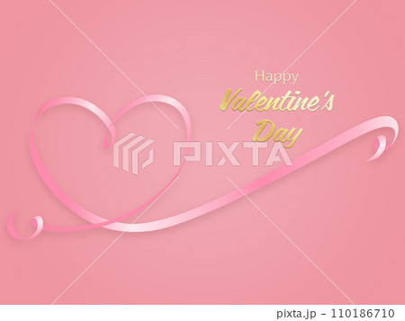 赤いリボンの背景にハートのイラスト 110186710