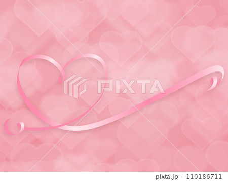 赤いリボンの背景にハートのイラスト 110186711