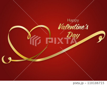 赤いリボンの背景にハートのイラスト 110186715