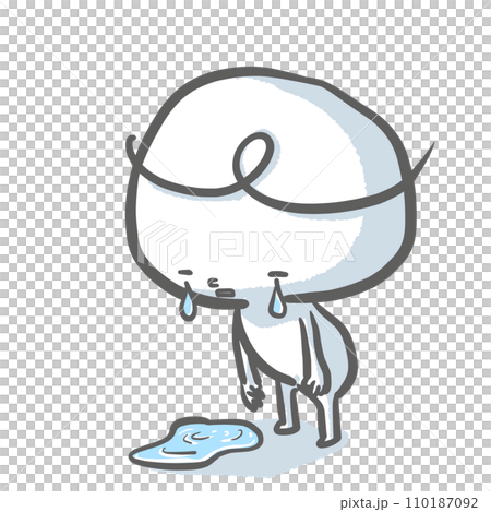 しょんぼり涙する白い人 110187092