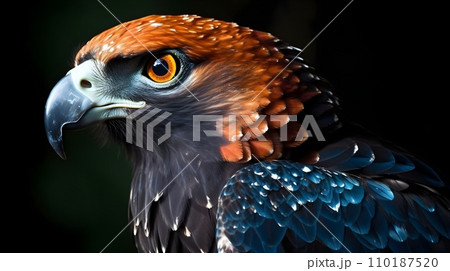 Close up portrait shot of Golden eagle Aquila chrysaetos with sharp gaze. 110187520