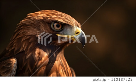 Close up portrait shot of Golden eagle Aquila chrysaetos with sharp gaze. 110187525