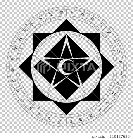 帶有星星和月亮標記的魔法陣 110187629