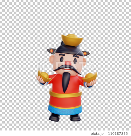 3D illustration of God of Wealth pose, Chinese New Year concept 110187856