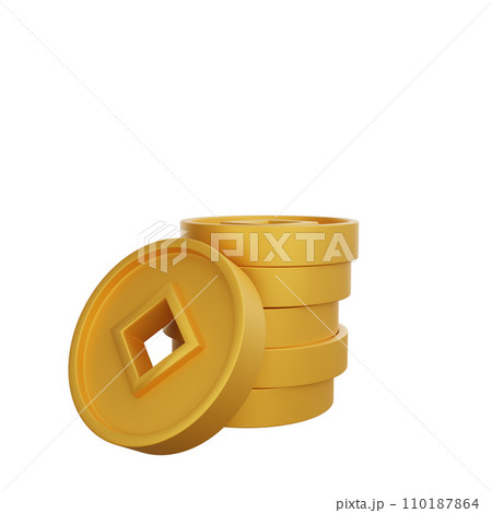 3D illustration of Chinese Coins icon Chinese New Year design 3D illustration of Chinese Coins icon Chinese New Year design 110187864