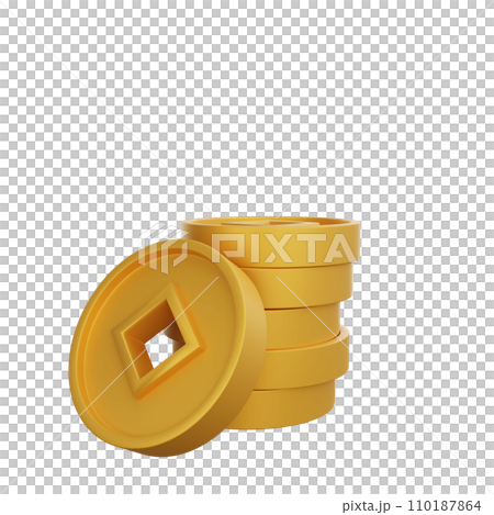 3D illustration of Chinese Coins icon Chinese New Year design 3D illustration of Chinese Coins icon Chinese New Year design 110187864