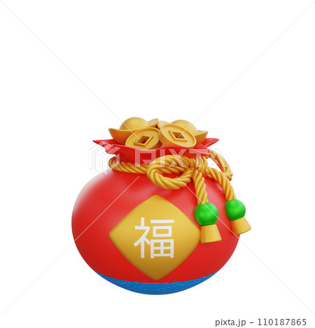 3D illustration of Lucky Bag icon Chinese New Year design 110187865