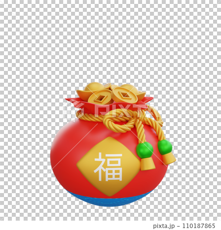 3D illustration of Lucky Bag icon Chinese New Year design 110187865