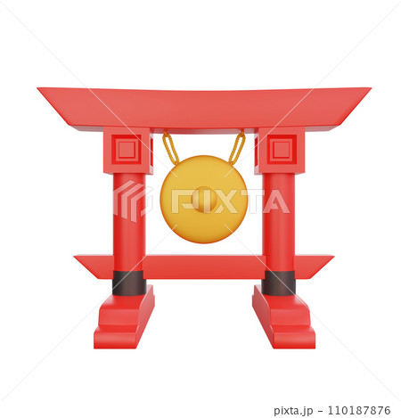 3D illustration of Gong icon Chinese New Year design 3D illustration of Gong icon Chinese New Year design 110187876