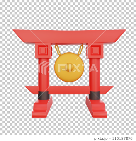 3D illustration of Gong icon Chinese New Year design 3D illustration of Gong icon Chinese New Year design 110187876