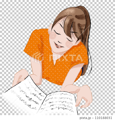 一個女孩躺著放鬆看書 一個女孩躺著放鬆看書 110188031