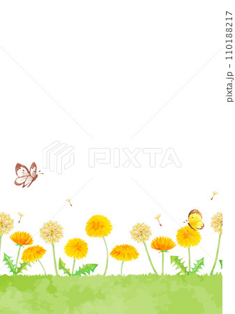 タンポポが咲くのどかな風景イラスト 110188217