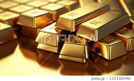 Gold bars on a white background 110188446