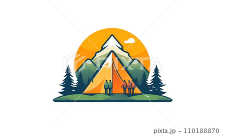 illustration of people camping logo 110188870