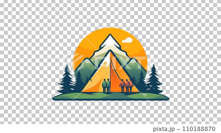 illustration of people camping logo 110188870
