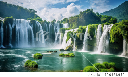 Ban Gioc Waterfall Vietnam beautiful landmark Ban Gioc Waterfall Vietnam beautiful landmark 110188953