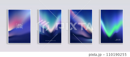 Set of covers design templates with vibrant northern lights gradient background. trendy modern design. applicable for landing pages, covers, brochures, flyers, presentations, banners. Vector design. Set of covers design templates with vibrant northern lights gradient background. trendy modern design. applicable for landing pages, covers, brochures, flyers, presentations, banners. Vector design. 110190255