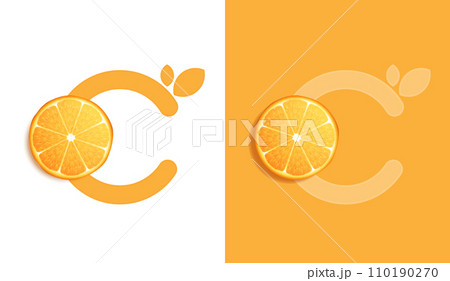 Orange fruits sliced top view on orange background. design for packaging presentation, advertising, cosmetic product display background. vitamin C nature. vector design. 110190270
