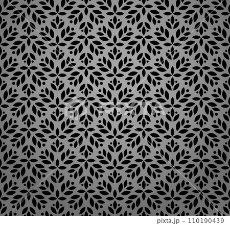 Flower geometric pattern. Seamless vector background. Gray and black ornament Flower geometric pattern. Seamless vector background. Gray and black ornament 110190439