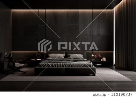 modern bedroom with bed 110190737