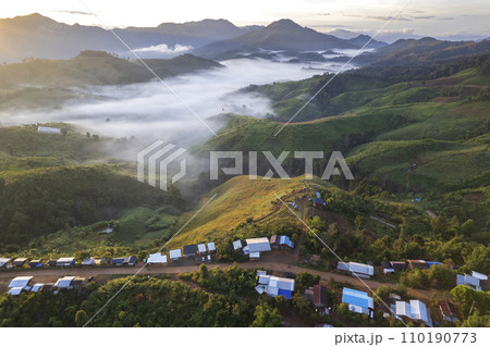 Top view Landscape of Morning Mist with Mountain Layer. Maneepruek  nan thailand 110190773