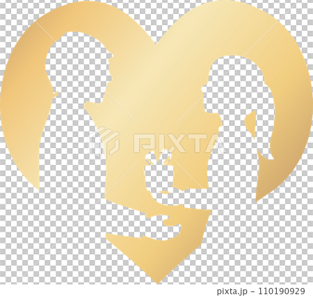 バレンタイン　 バレンタインデー　2月　人物　男性　女性　カップル　シルエット　ロゴ　イラスト素材 110190929