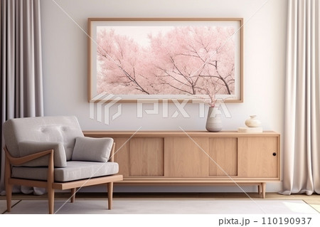 mock up living room in dark room interior 110190937