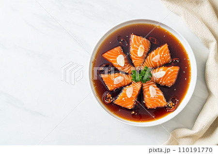 Salmon marinated Shoyu or Salmon Pickled Soy Sauce 110191770