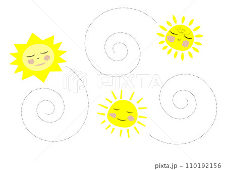 Trace and color.Trace and color for preschoolers.Handwriting practice for kids. 110192156