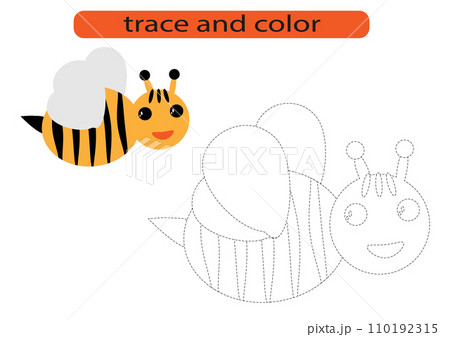 Trace and color.Trace and color for preschoolers.Handwriting practice for kids. 110192315