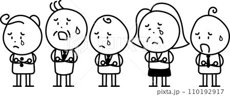 シンプルな線画の困っている人たちのイラストセット 110192917