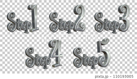 3DCG文字[Step1/Step2/Step3/Step4/Step5]シルバー,銀のイラスト素材 [110193005] - PIXTA