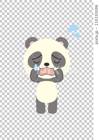 泣いている可愛いパンダのイラスト　全身　白背景　ベクター　クリップアート 110193086