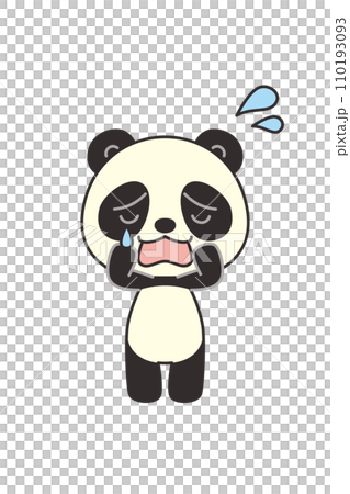 Illustration of a cute panda crying, whole body, white background, vector, clip art, with main line Illustration of a cute panda crying, whole body, white background, vector, clip art, with main line 110193093