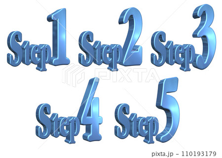 3DCG文字［Step1/Step2/Step3/Step4/Step5］ブルー,青 110193179