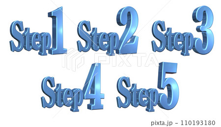 3DCG文字［Step1/Step2/Step3/Step4/Step5］ブルー,青 110193180