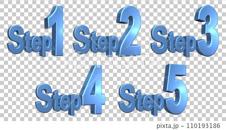 3DCG文字[Step1/Step2/Step3/Step4/Step5]ブルー,青のイラスト素材 [110193186] - PIXTA