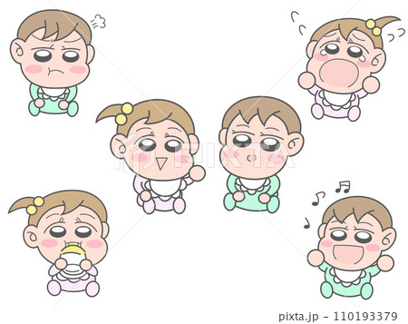 かわいい赤ちゃんの表情セット 110193379