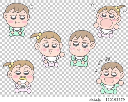 かわいい赤ちゃんの表情セット 110193379